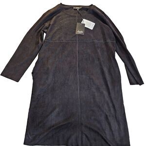 Joh Aurora Black Tunic Dress XL Black Faux Suede Long Sleeve Minimalist NWT